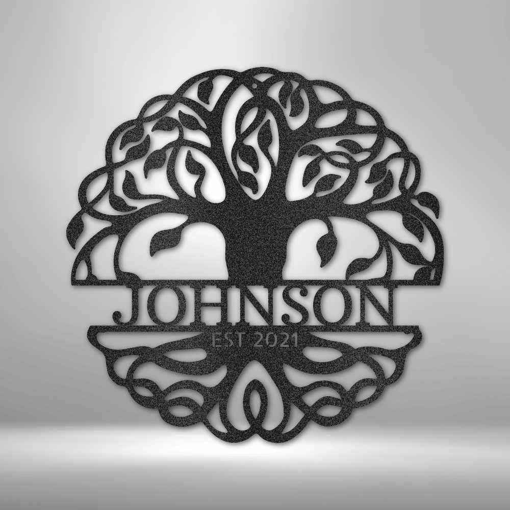 Custom Tree of Life Metal Wall Art, Personalized Family Name Sign, Rustic Home Decor Gift, Housewarming Gift, Wedding Anniversary Gift clickcoastal