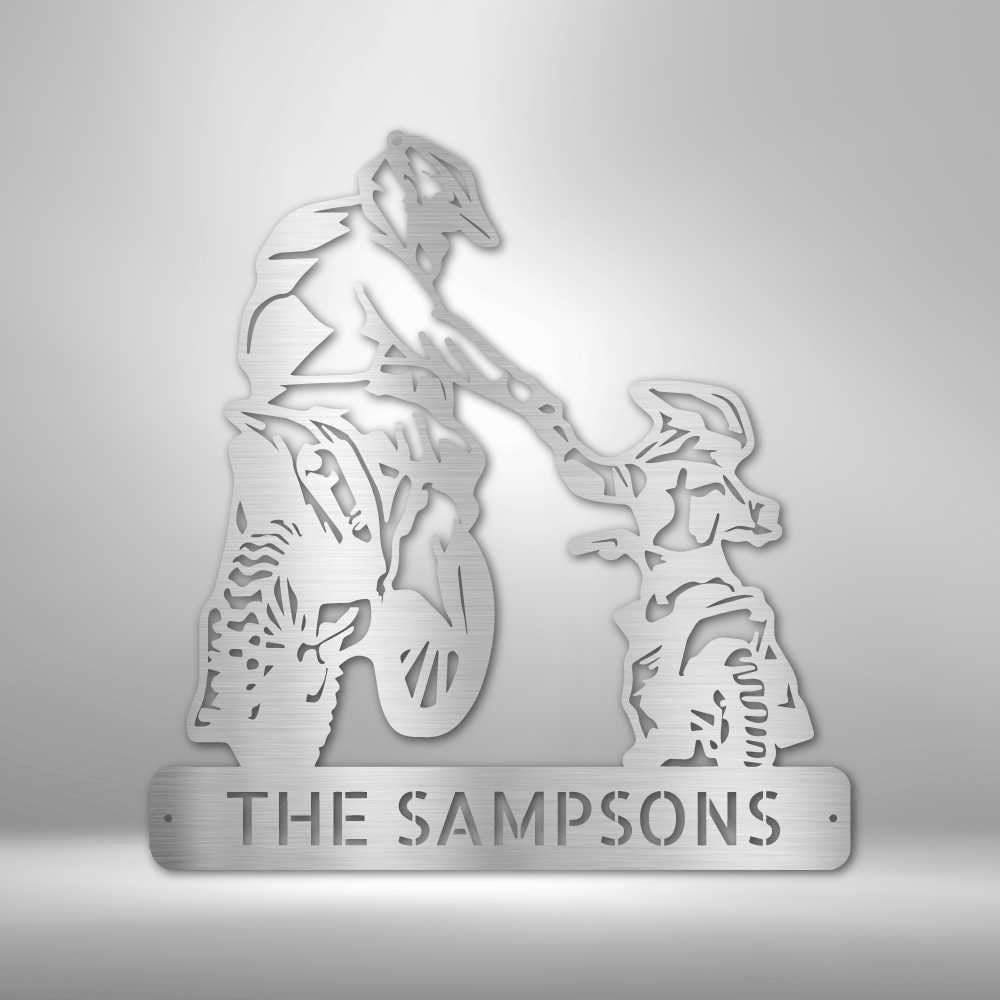 Father Son Custom Motocross Gift, Dirt Bike Gift for Dad, Mancave Garage Art Dirtbike Wall Sign, Husband MX Gift, Gift for Motorcycle Father clickcoastal