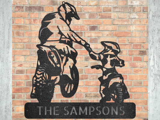 Father Son Personalized Motocross Gift, Custom Dirt Bike Gift for Dad, Dirtbike Wall Sign, Husband MX Gift, Gift for Motorcycle Father