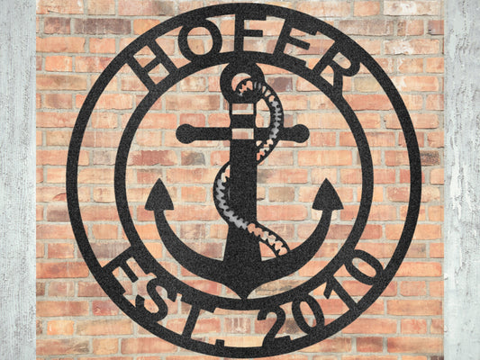 Custom Nautical Metal Sign,Coastal Family Name Anchor Wall Decor,Personalized Coastal Last Name Sign,Anchor Name Sign Wall Decor