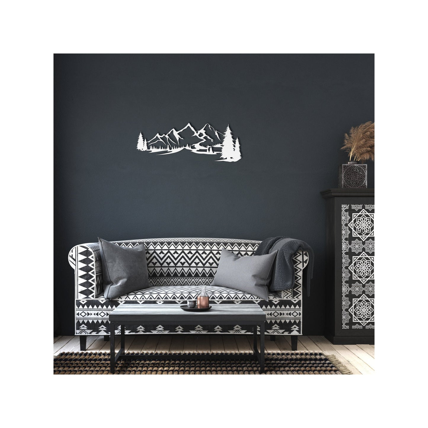 Mountain Metal Wall Art Nature And Forest Decoration Farmhouse Decor Above Bed Decor Lake Decor Large Wall Art Wall Hanging clickcoastal