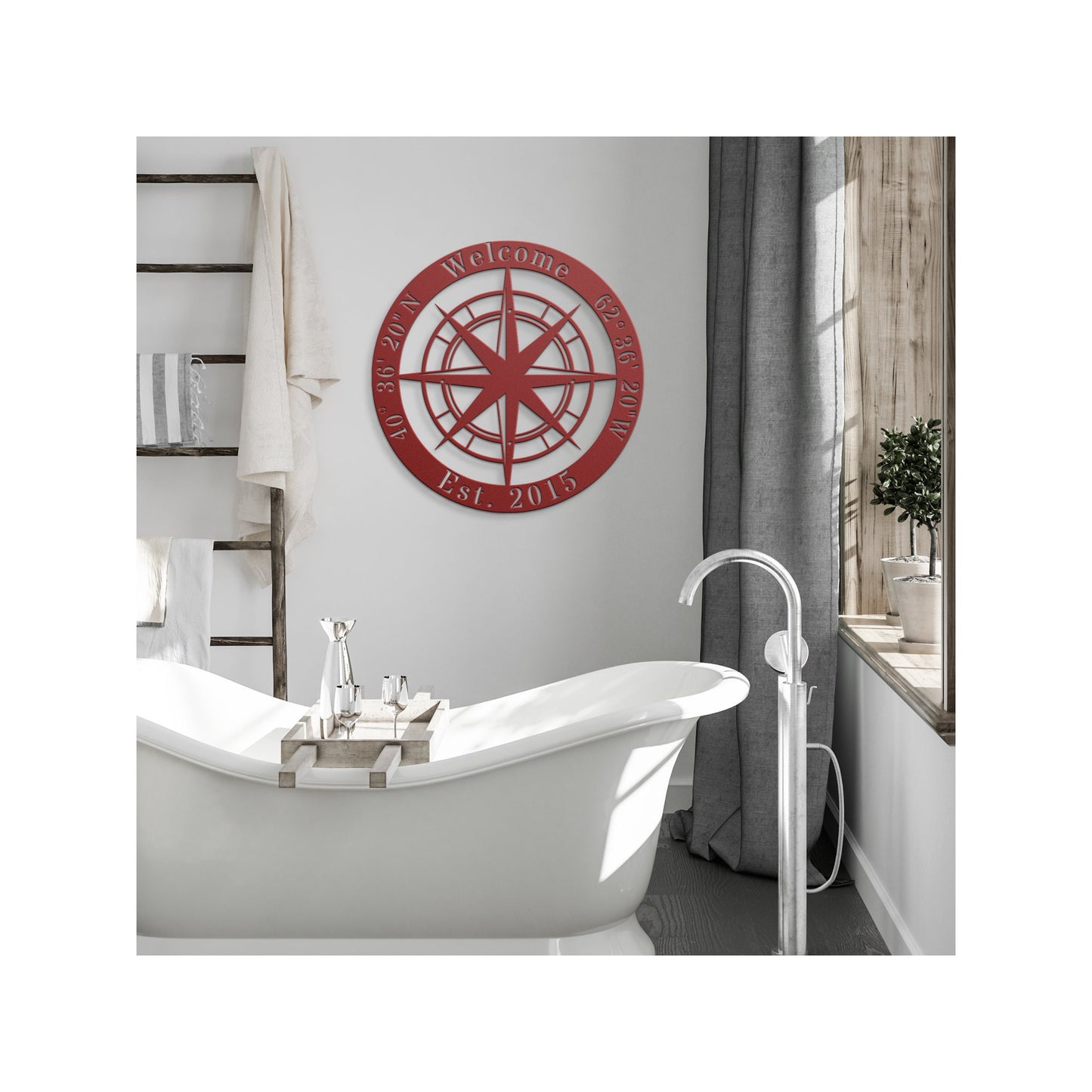 Personalized Compass Metal Sign Custom Coordinates Sign Nautical Decor Metal Compass Decor Compass Rose Wall Art Custom Metal Art clickcoastal