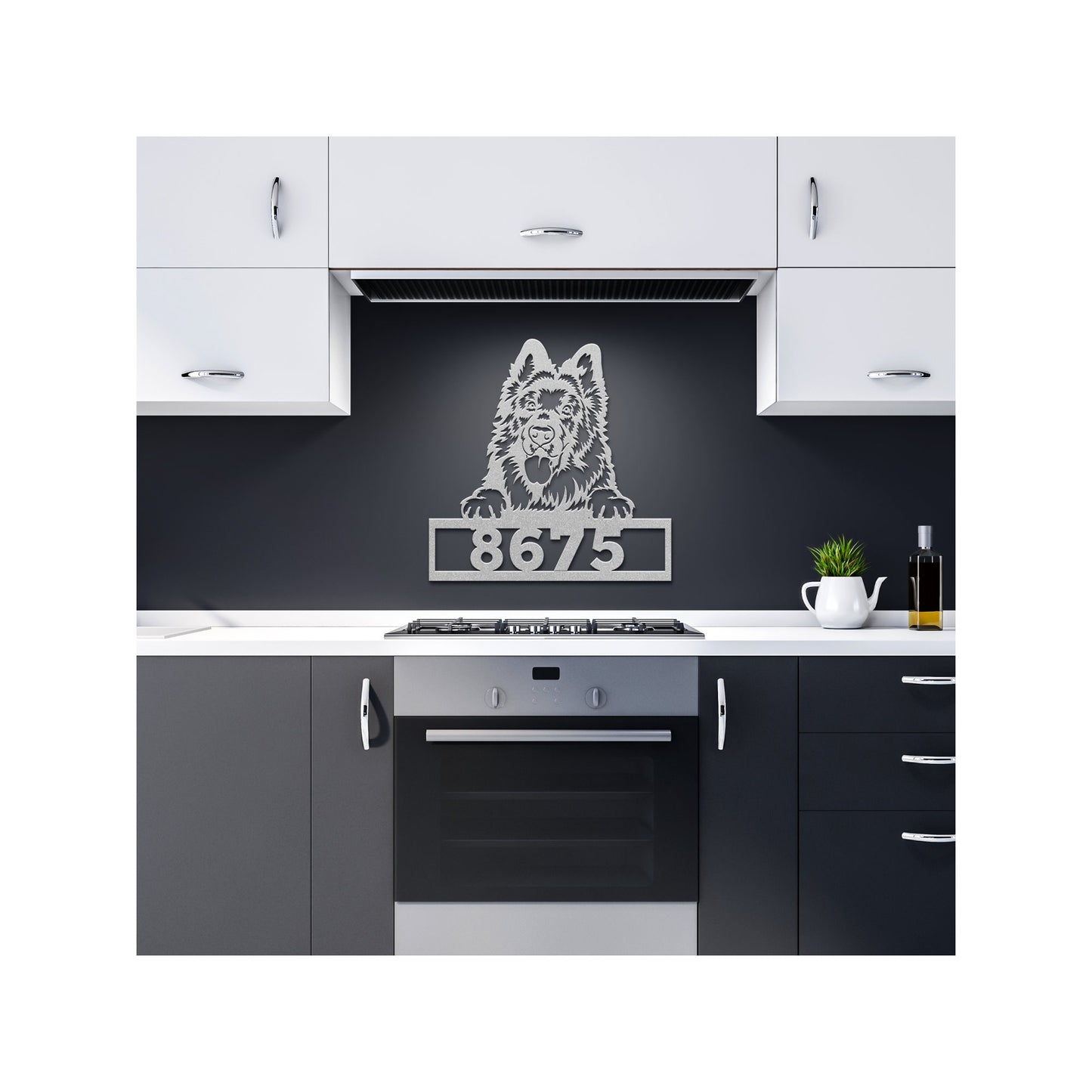 Custom House Number Sign, German Shepherd Dog Address Sign, Personalized Dog Gift, Dog Lover Pet Gift clickcoastal