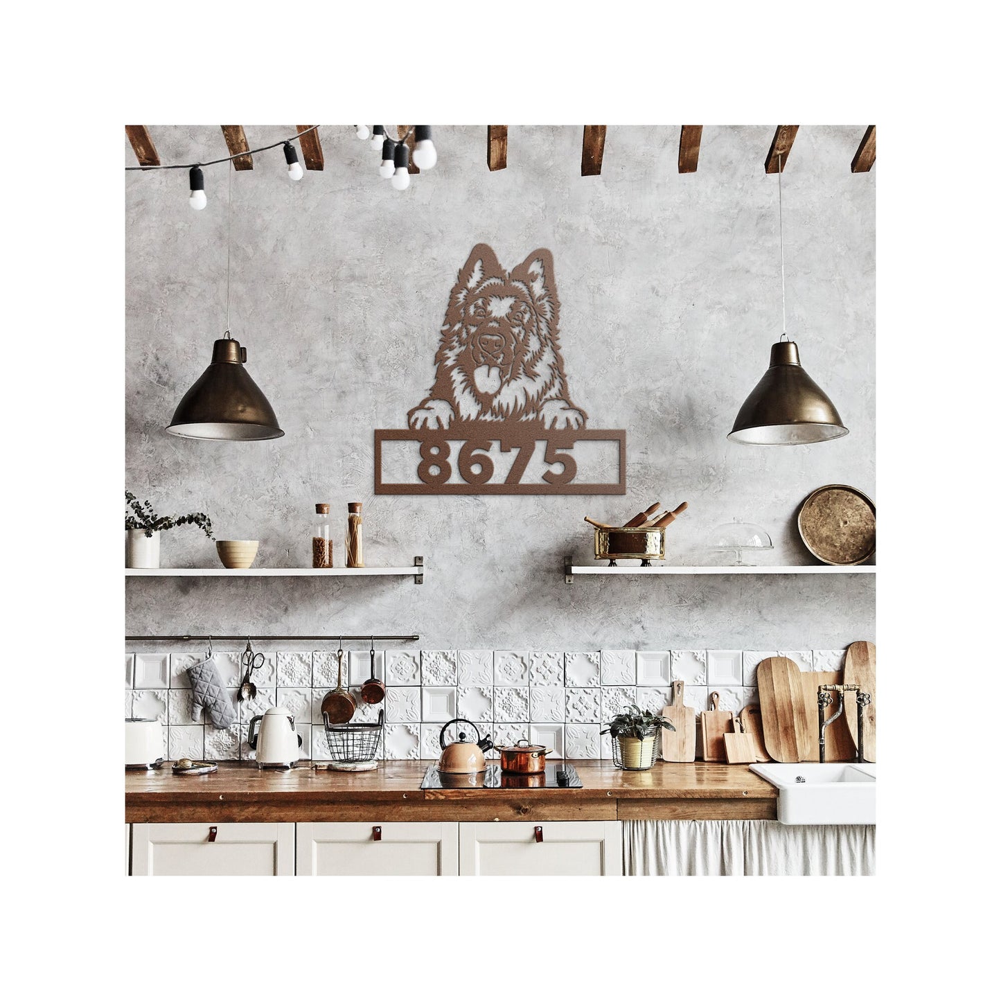 Custom House Number Sign, German Shepherd Dog Address Sign, Personalized Dog Gift, Dog Lover Pet Gift clickcoastal