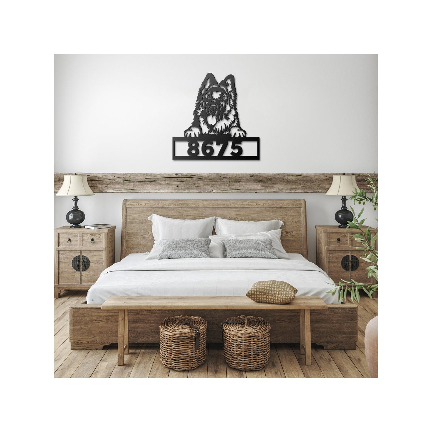 Custom House Number Sign, German Shepherd Dog Address Sign, Personalized Dog Gift, Dog Lover Pet Gift clickcoastal