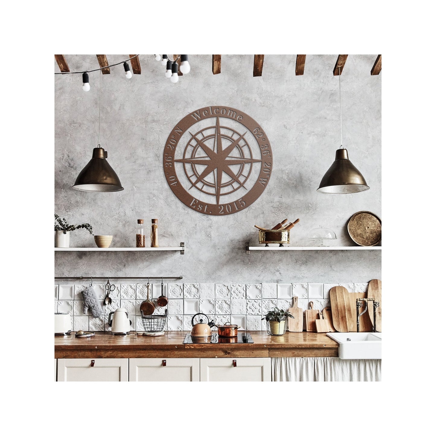 Personalized Compass Metal Sign Custom Coordinates Sign Nautical Decor Metal Compass Decor Compass Rose Wall Art Custom Metal Art clickcoastal