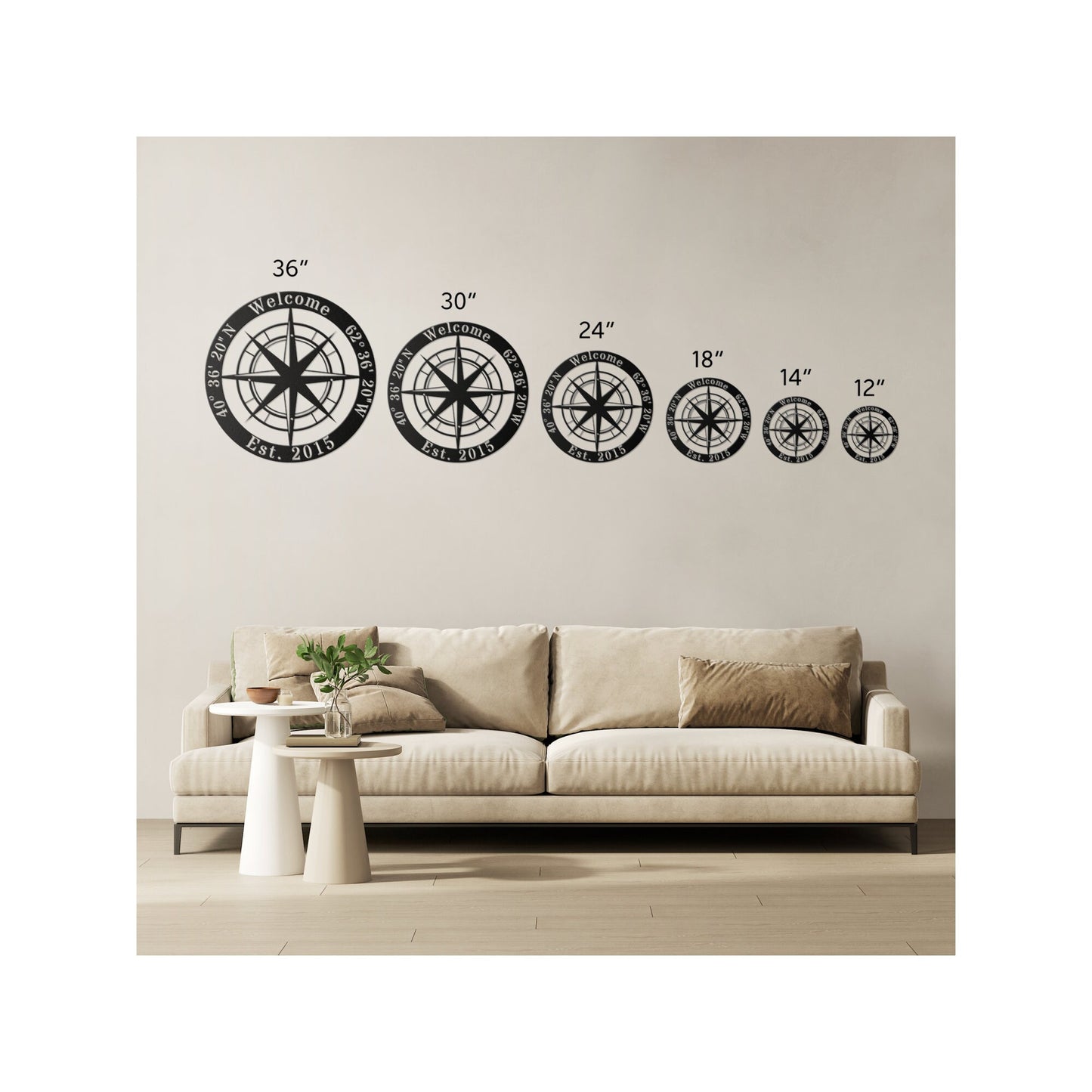 Personalized Compass Metal Sign Custom Coordinates Sign Nautical Decor Metal Compass Decor Compass Rose Wall Art Custom Metal Art clickcoastal