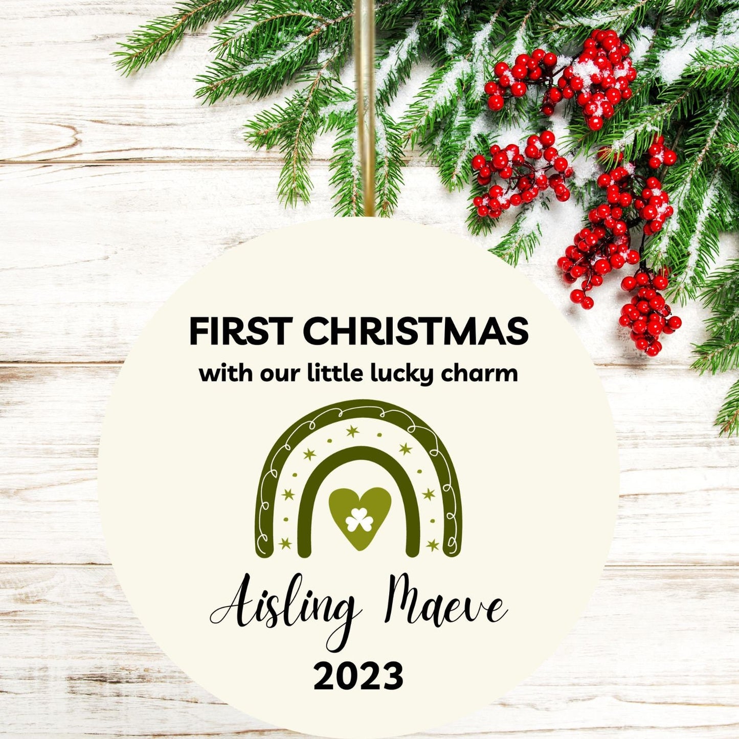 Irish Baby Gift Personalized Christmas Ornament Custom Newborn First Christmas Mother Father Gift Ireland Eire Xmas Irish Shamrock clickcoastal