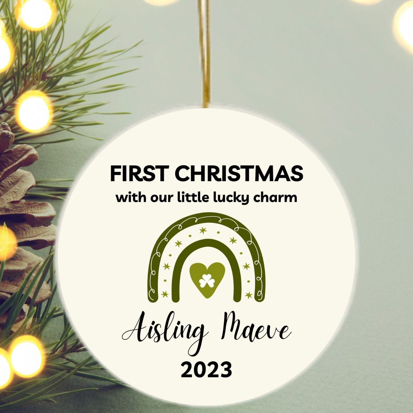Irish Baby Gift Personalized Christmas Ornament Custom Newborn First Christmas Mother Father Gift Ireland Eire Xmas Irish Shamrock clickcoastal