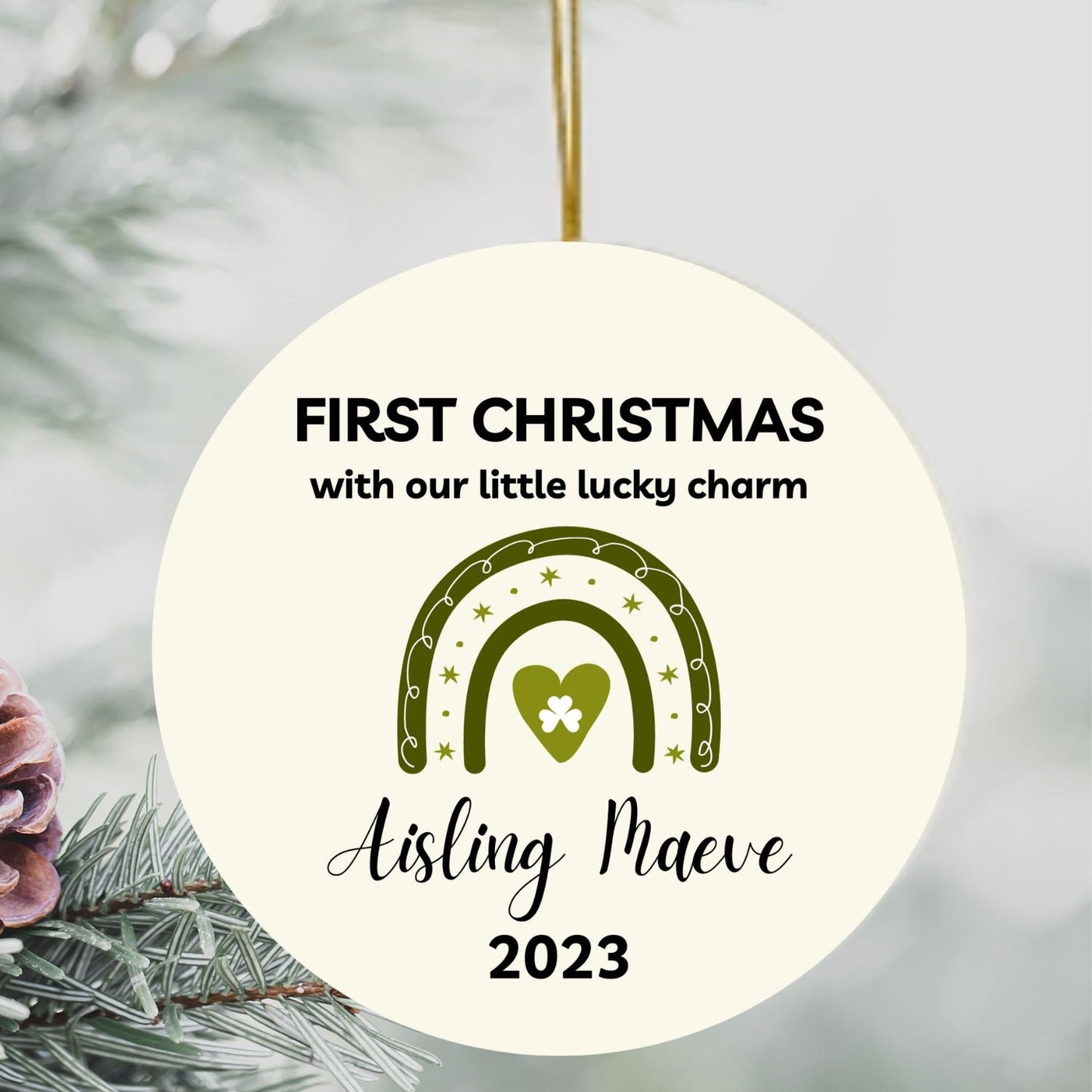 Irish Baby Gift Personalized Christmas Ornament Custom Newborn First Christmas Mother Father Gift Ireland Eire Xmas Irish Shamrock clickcoastal