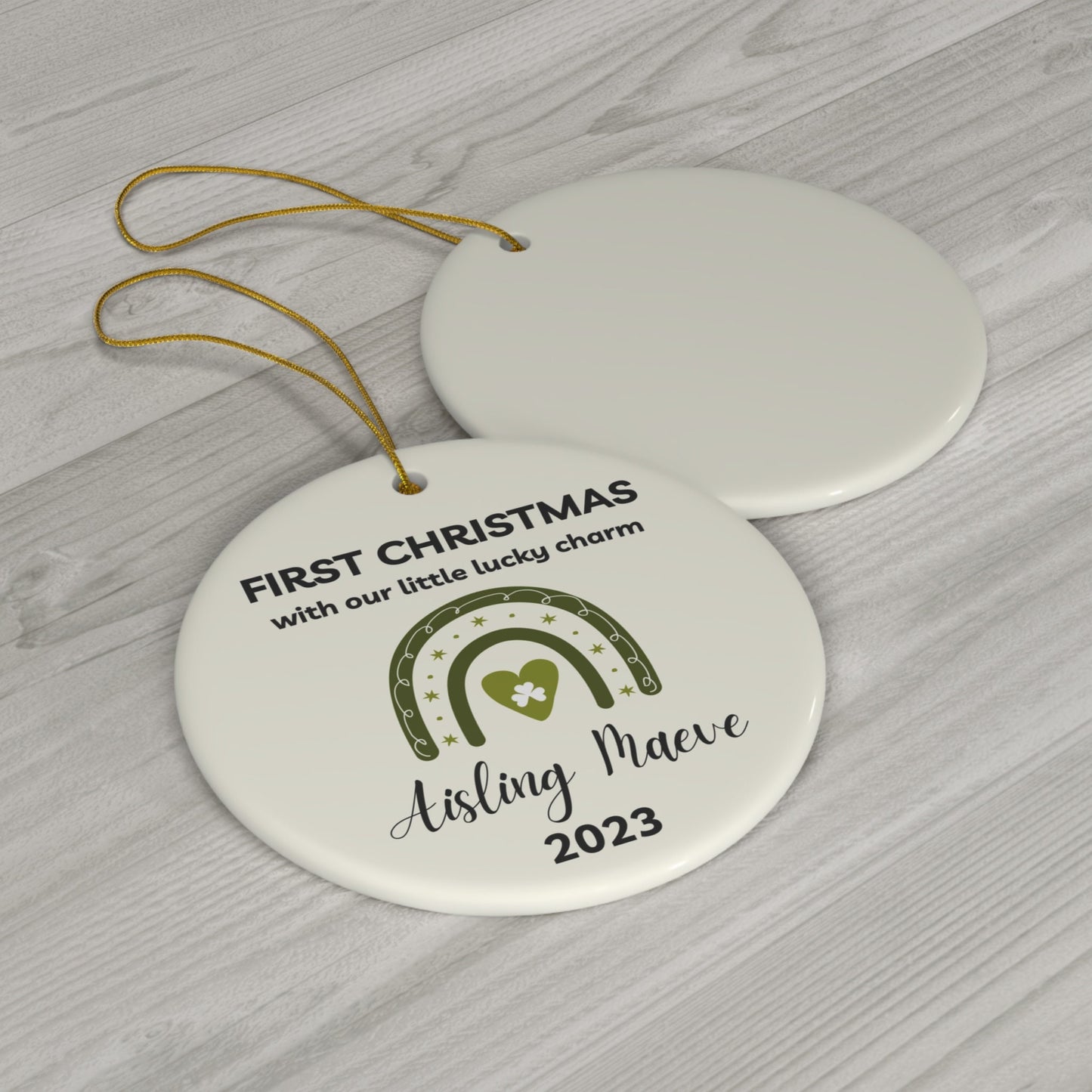 Irish Baby Gift Personalized Christmas Ornament Custom Newborn First Christmas Mother Father Gift Ireland Eire Xmas Irish Shamrock clickcoastal