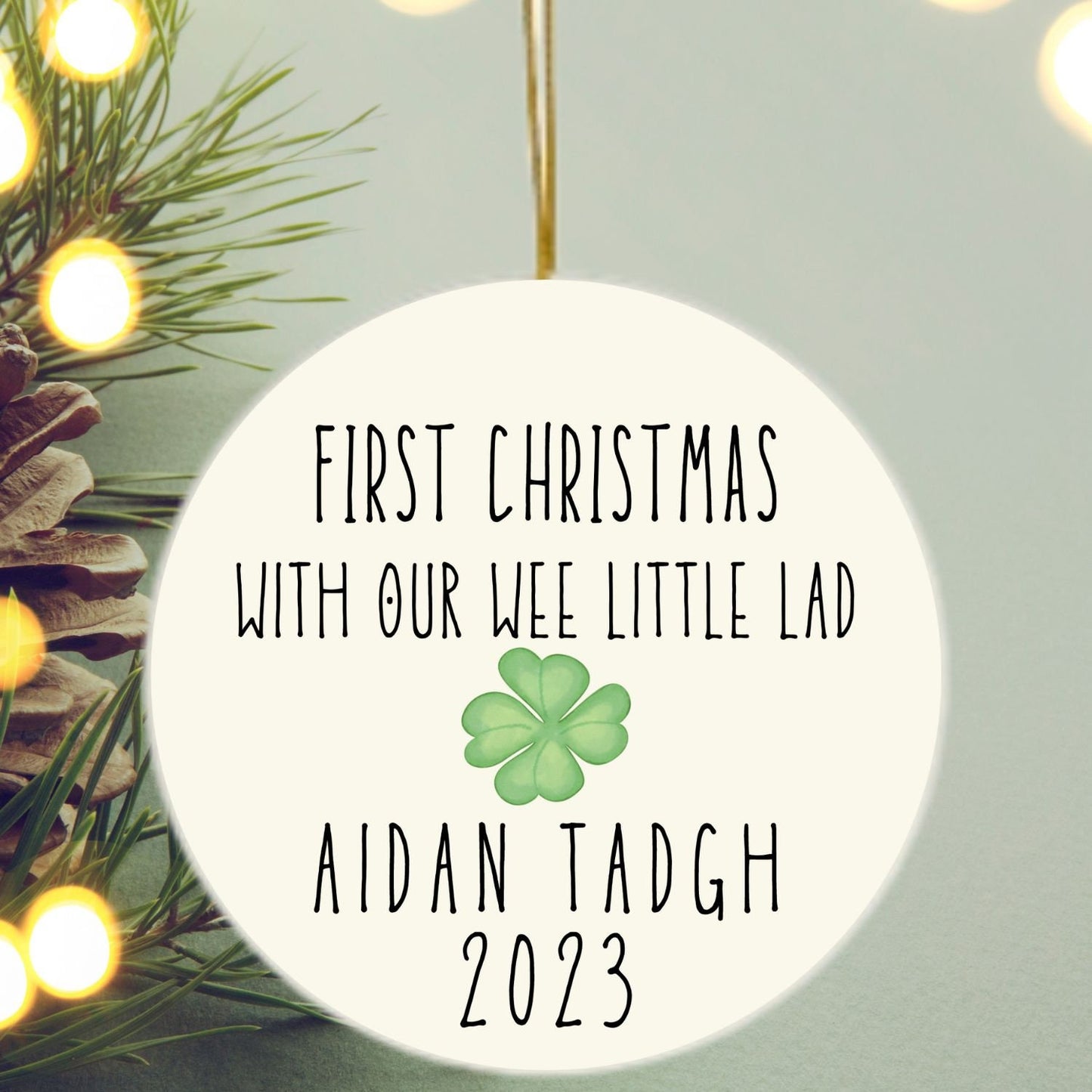 Irish Baby Gift Personalized Christmas Ornament Custom Newborn First Christmas Mother Father Gift Ireland Christmas Eire Xmas Irish Shamrock clickcoastal