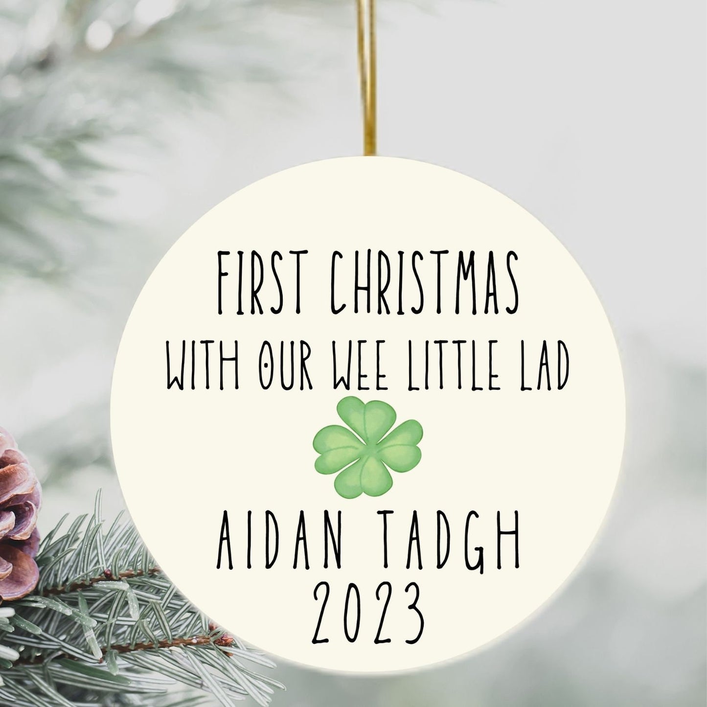 Irish Baby Gift Personalized Christmas Ornament Custom Newborn First Christmas Mother Father Gift Ireland Christmas Eire Xmas Irish Shamrock clickcoastal