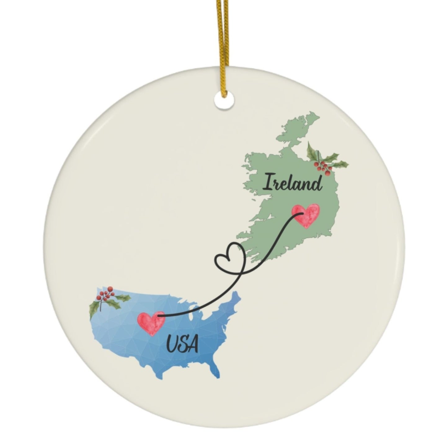 Irish American Christmas Ornament Nollaig Shona Duit Unique Celtic Ceramic Decoration Ireland Eire Custom Travel Gift for Irish clickcoastal