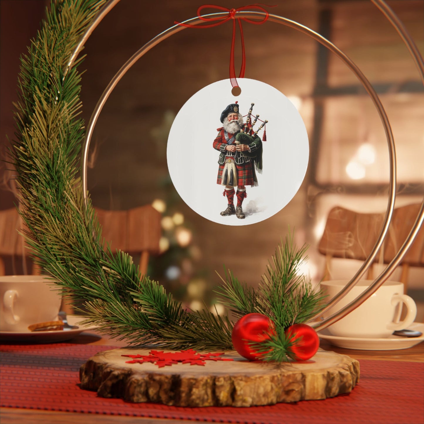 Scottish Gift, Santa Christmas Ornament, Traditional Holiday Keepsake, Celtic Decor, Metal Ornament,Scotland Pride Souvenir,Proud Scot clickcoastal