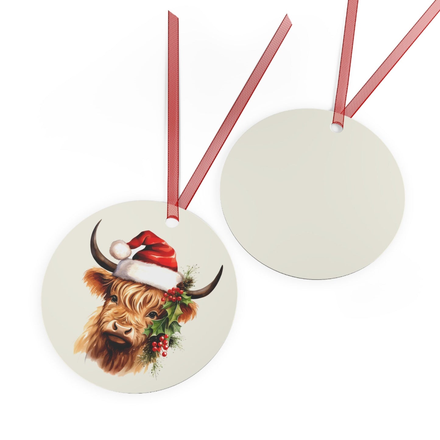 Highland Cow Santa Gift, Scottish Christmas Ornament, Traditional Holiday Keepsake, Celtic Decor, Metal Ornament,Scotland Pride,Proud Scot clickcoastal