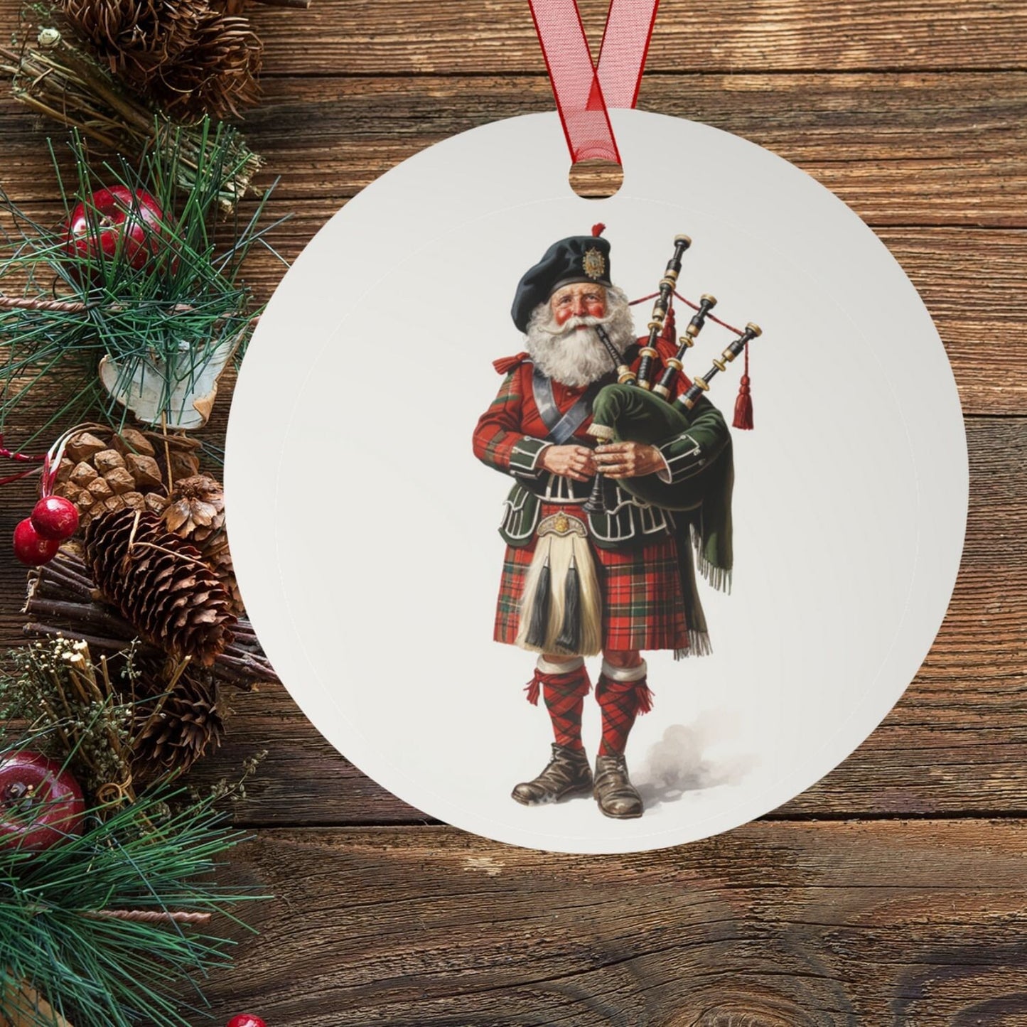 Scottish Gift, Santa Christmas Ornament, Traditional Holiday Keepsake, Celtic Decor, Metal Ornament,Scotland Pride Souvenir,Proud Scot clickcoastal