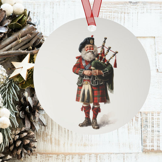 Scottish Gift, Santa Christmas Ornament, Traditional Holiday Keepsake, Celtic Decor, Metal Ornament,Scotland Pride Souvenir,Proud Scot