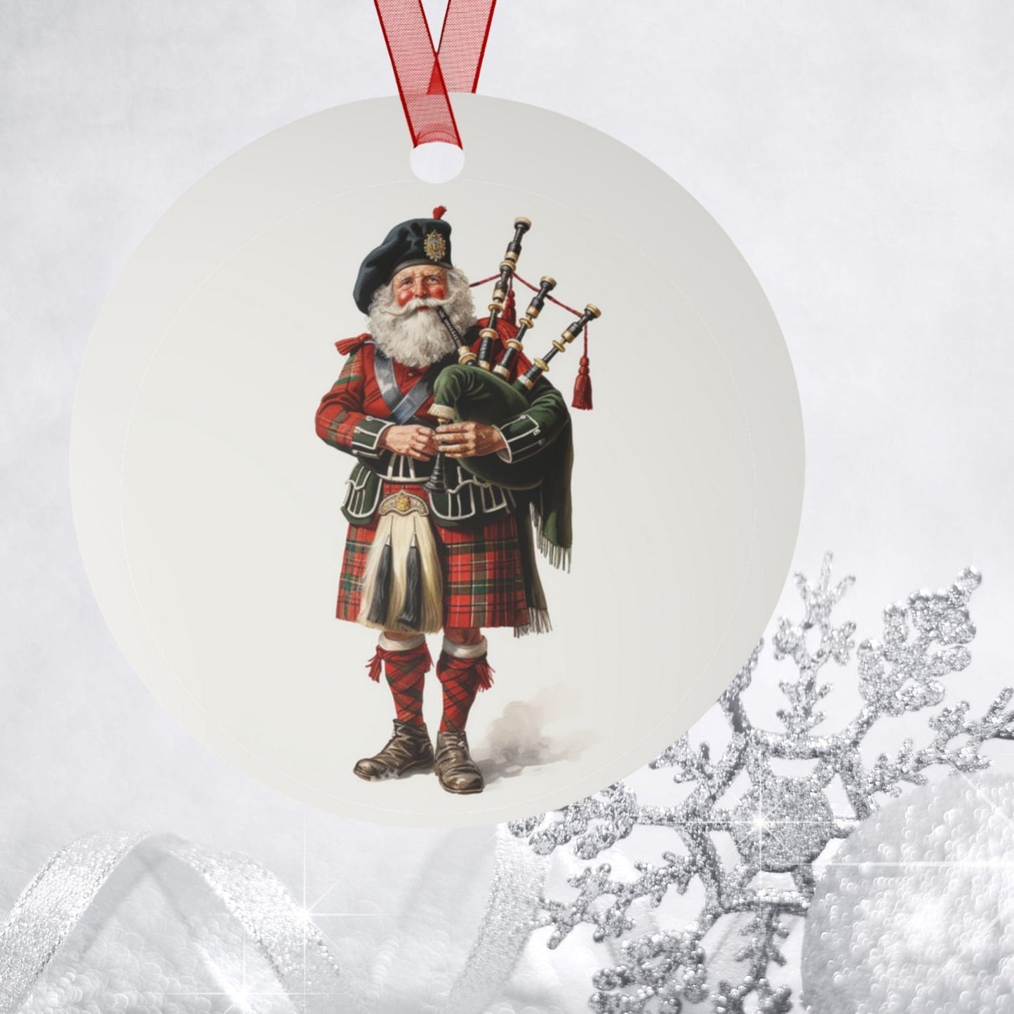 Scottish Gift, Santa Christmas Ornament, Traditional Holiday Keepsake, Celtic Decor, Metal Ornament,Scotland Pride Souvenir,Proud Scot clickcoastal