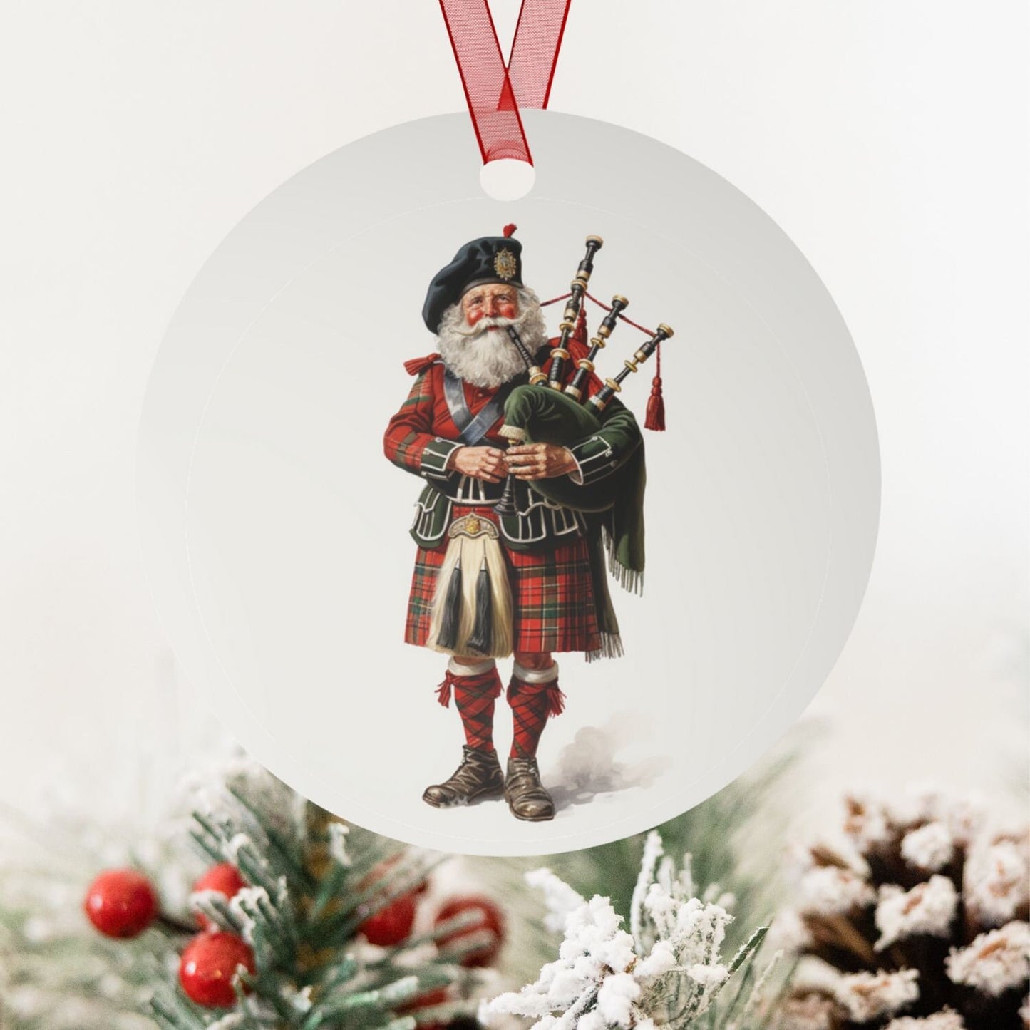 Scottish Gift, Santa Christmas Ornament, Traditional Holiday Keepsake, Celtic Decor, Metal Ornament,Scotland Pride Souvenir,Proud Scot clickcoastal