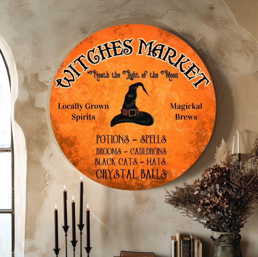 Witchy Home Decor Gift,Mystic Samhain Wiccan Wood Sign,Halloween Wall Art,Pagan Goth Host Gift,Dark Academia,Witch Aesthetic,Whimsigoth clickcoastal