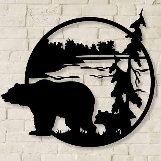 Bears and Trees Metal Art