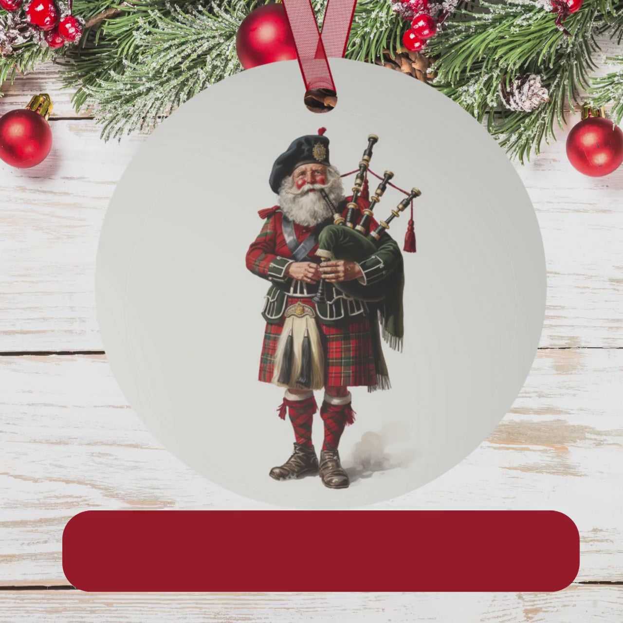 Scottish Gift, Santa Christmas Ornament, Traditional Holiday Keepsake, Celtic Decor, Metal Ornament,Scotland Pride Souvenir,Proud Scot