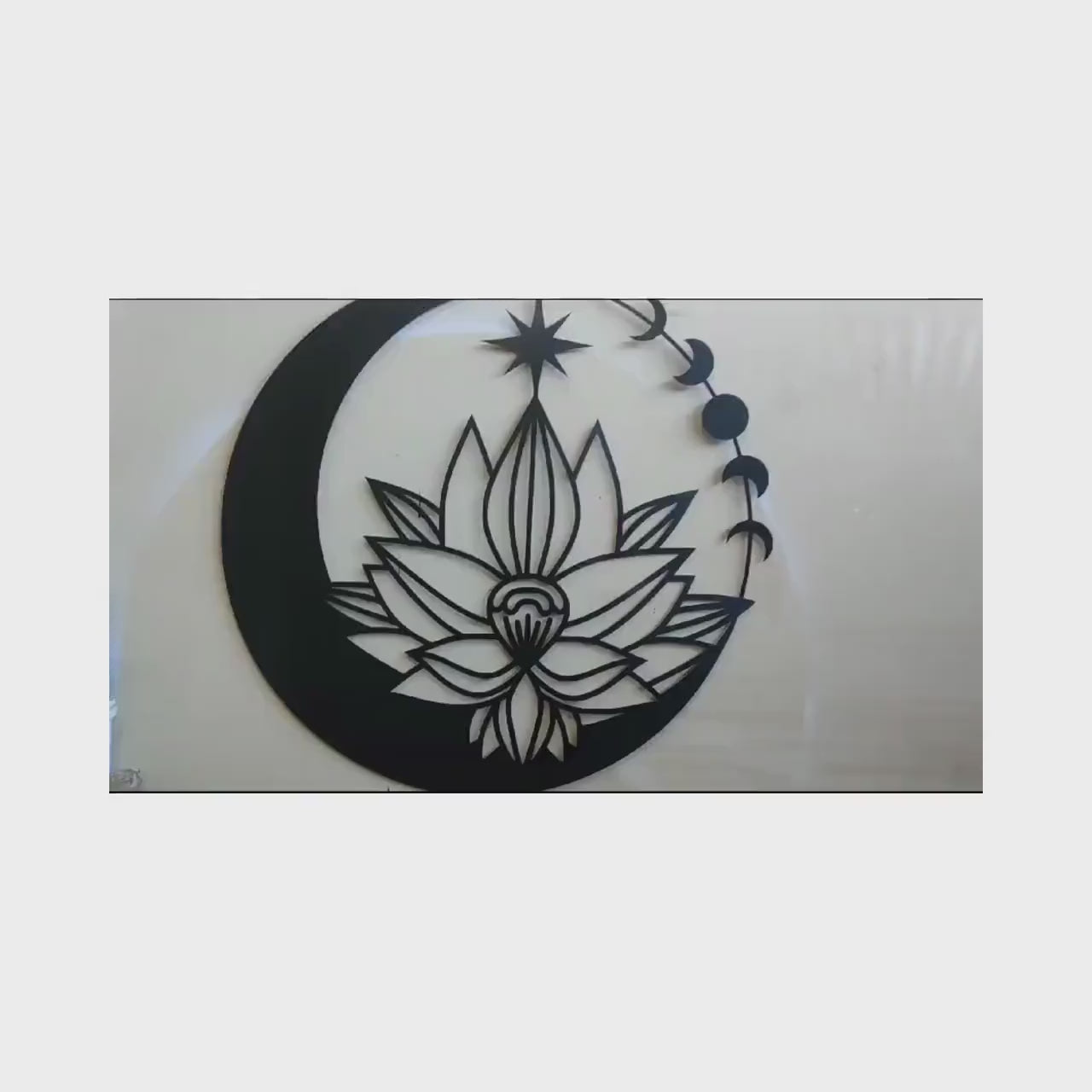 Lotus Moon Phase Metal Art for Wall - Indoor Outdoor Yoga Decor Gift - Spiritual Moon and Star Wall Hanging - Gift for Yogi