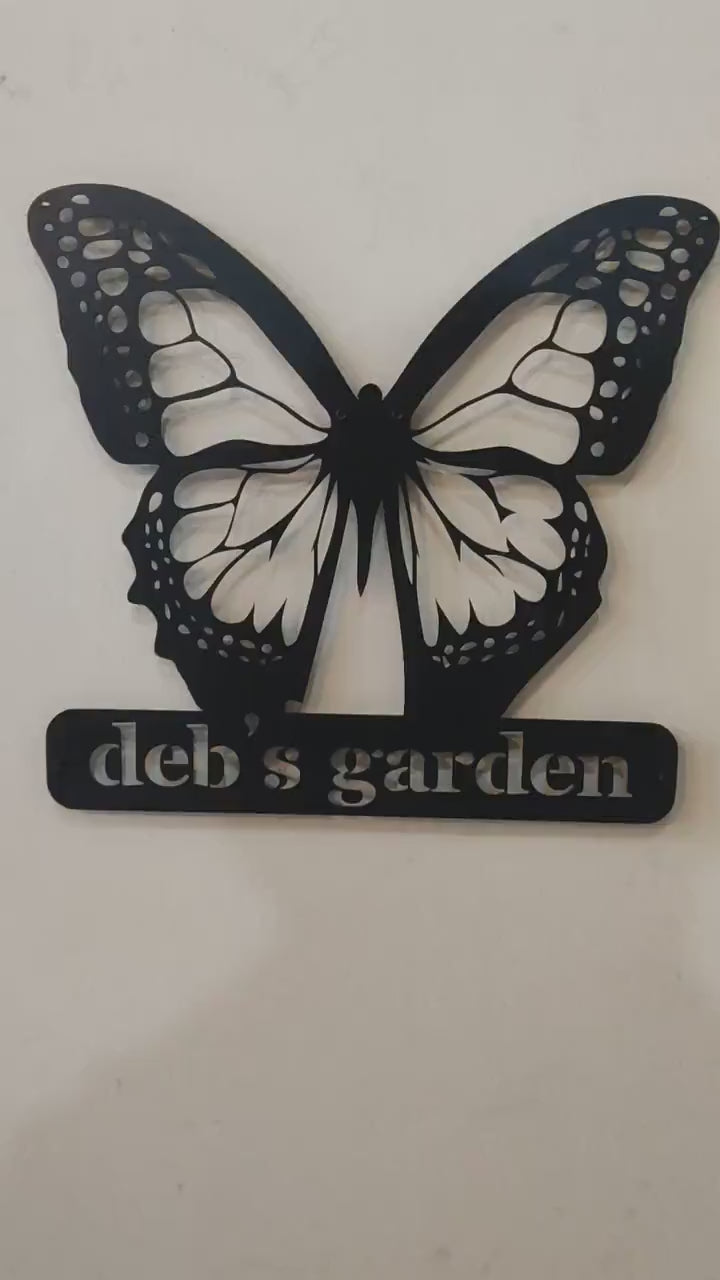 Personalized Gift for Gardener, Custom Butterfly Metal Wall Art, Garden Decor Sign, Unique Outdoor Decoration, Nature-Inspired Garden Art