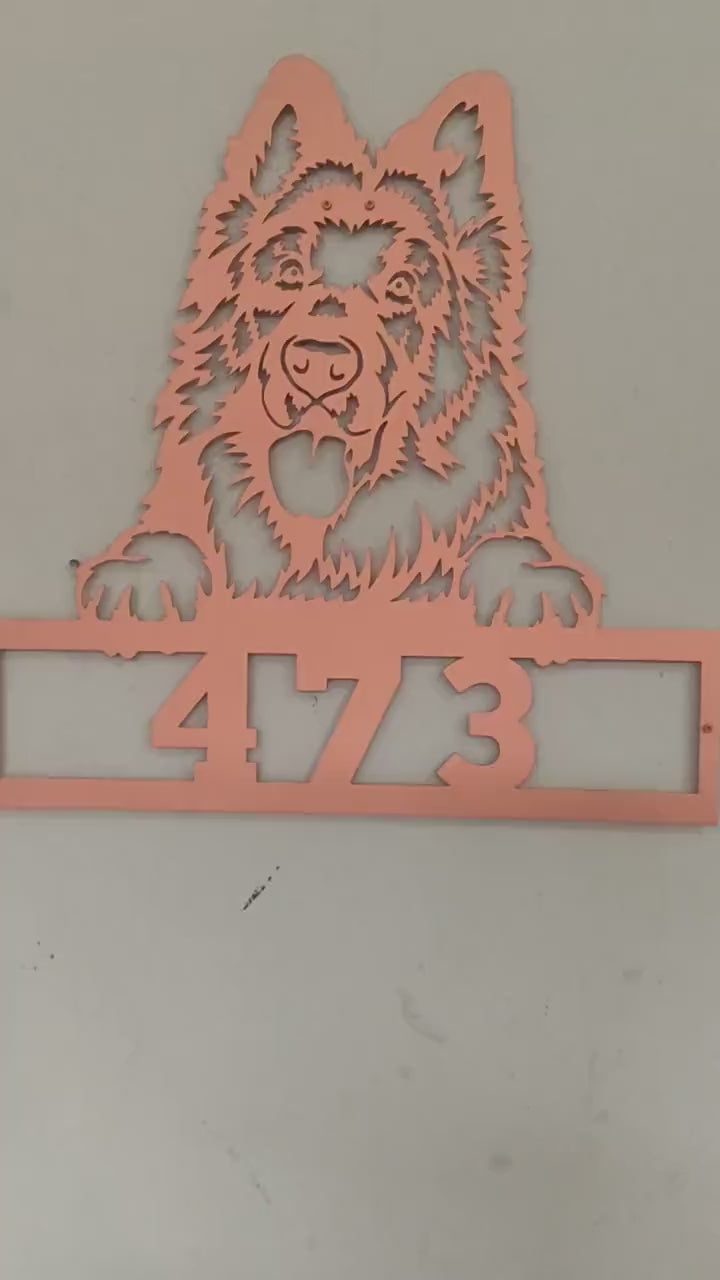 Custom House Number Sign, German Shepherd Dog Address Sign, Personalized Dog Gift, Dog Lover Pet Gift