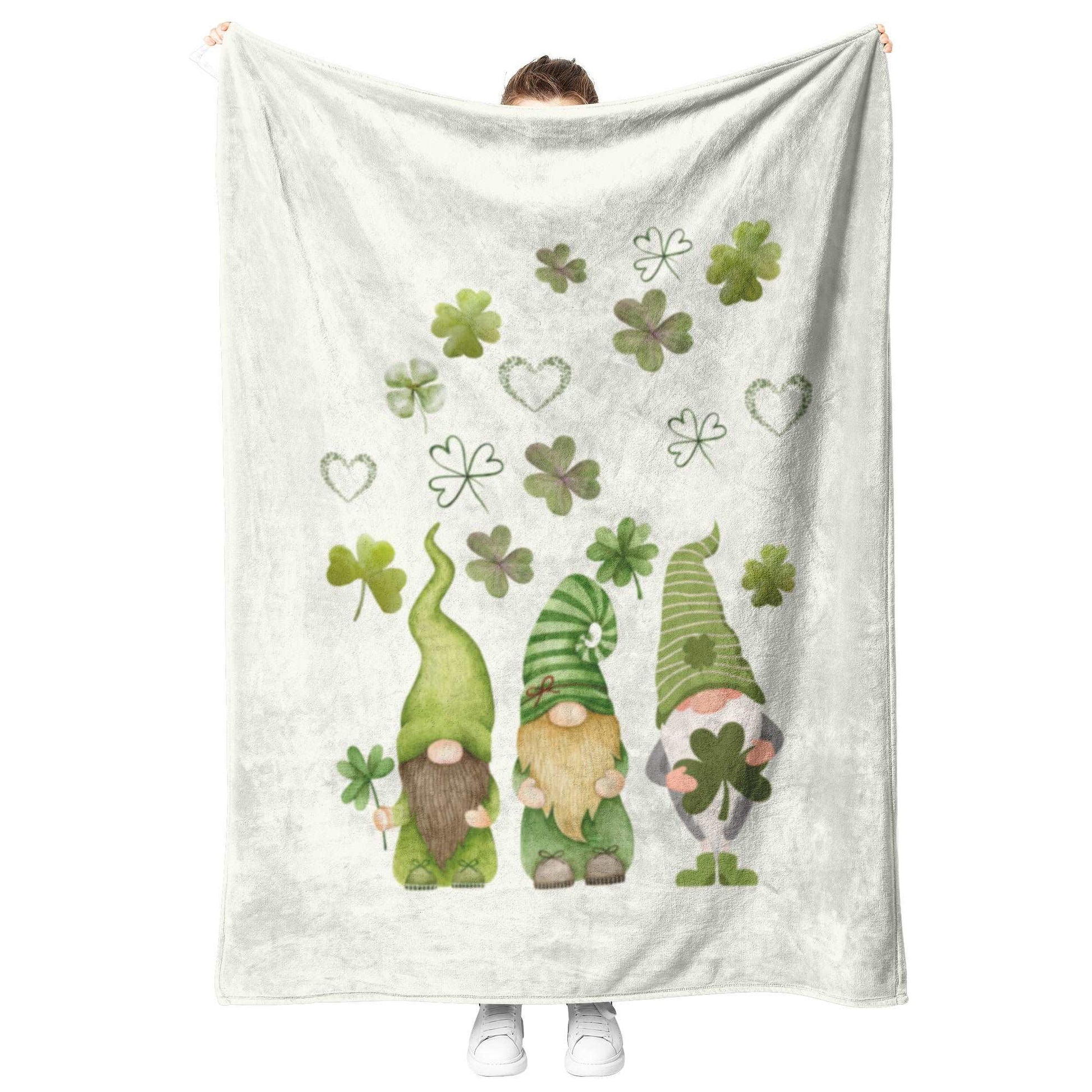 Irish Gnome and Shamrock Gift for Irish Home Blanket with St Patricks Day Gnomes Ireland Decor