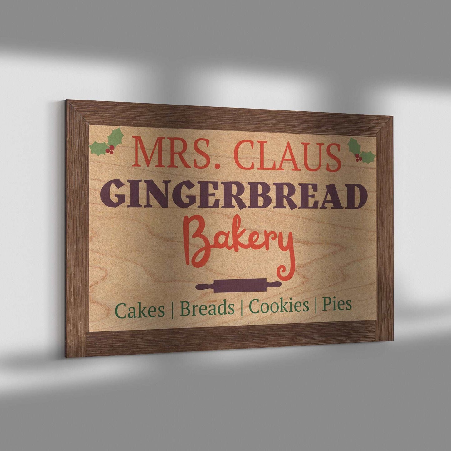 Mrs Claus Bakery Christmas Decor Sign | Modern Farmhouse Wall Decor | Holiday Baking Wall Art | Canvas Print | Xmas Gift