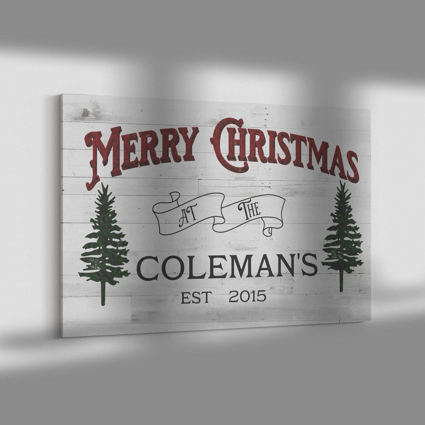 Personalized Christmas Decor Sign | Custom Family Name Sign | Modern Farmhouse Wall Decor | Welcome Home Holiday Wall Art | Canvas Print | Xmas Gift