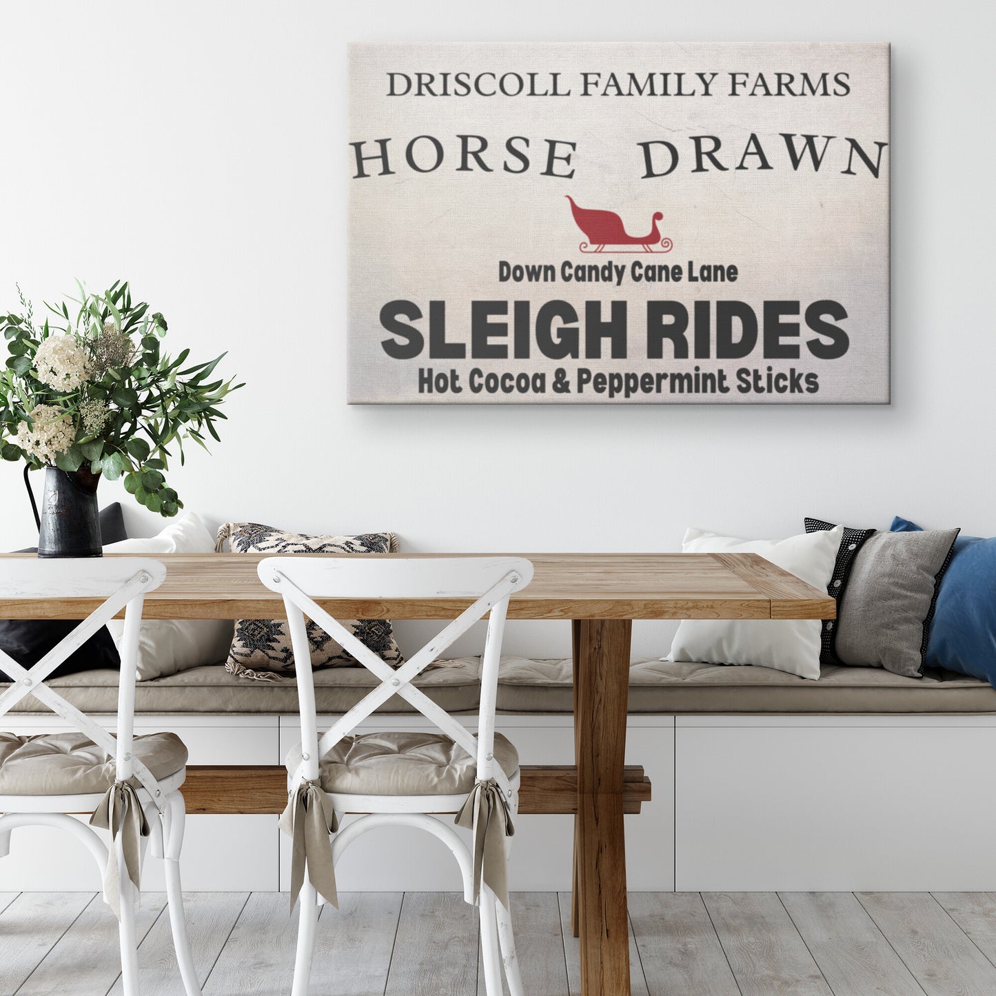Personalized Christmas Decor Sign | Custom Family Name Sign | Modern Farmhouse Wall Decor | Welcome Home Holiday Wall Art | Canvas Print | Xmas Gift