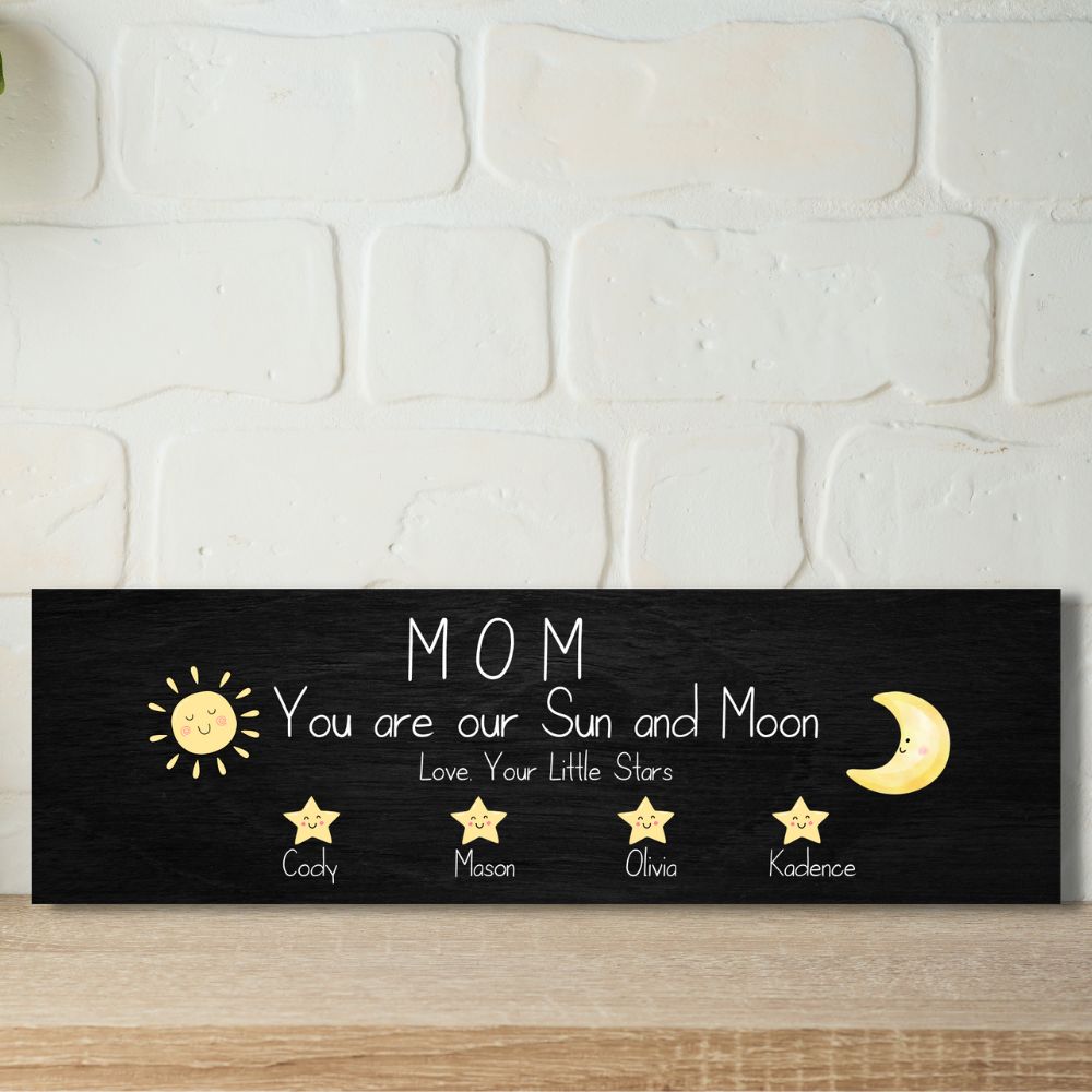 Happy Mother's Day Sign, Custom Plaque for Mom Personalized with Children's Names, Mom Wood Sign