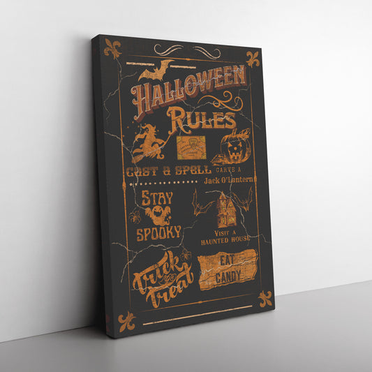 Vintage Retro Halloween Wall Art | Halloween Rules | Farmhouse Wall Art | Halloween Decor | Fall Decor | Unique Decor | Spooky Halloween