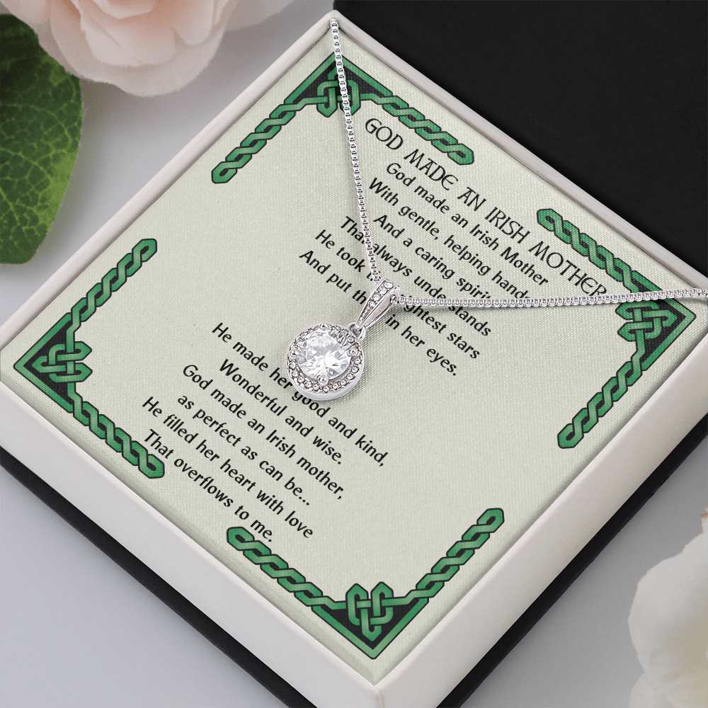 God Made an Irish Mother White Gold Cubic Zirconia Necklace
