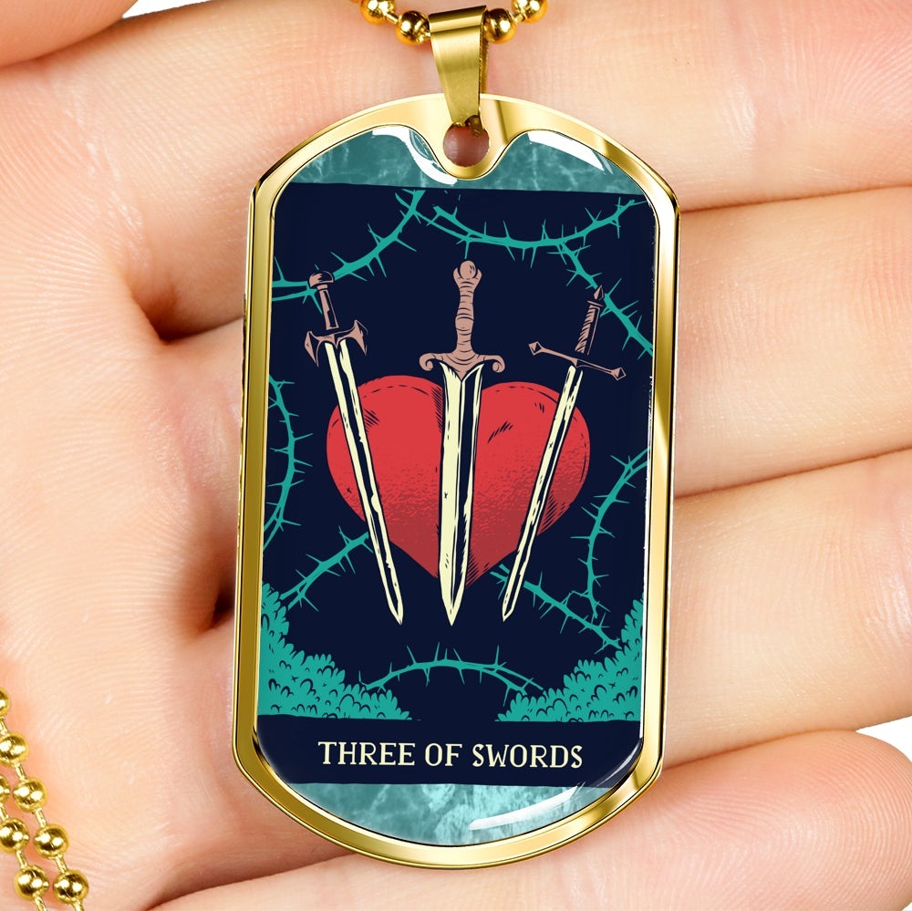 Tarot Card Necklace Three of Swords