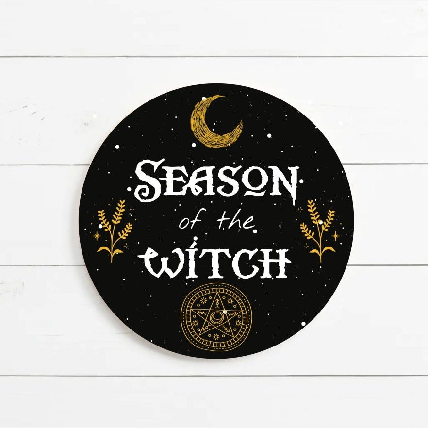 Witchy Samhain Wooden Sign Vintage Fall Wall Art Boho Halloween Decor Wiccan Gift Witchcraft Sign Witchy Door Hanger Pagan Goth Design