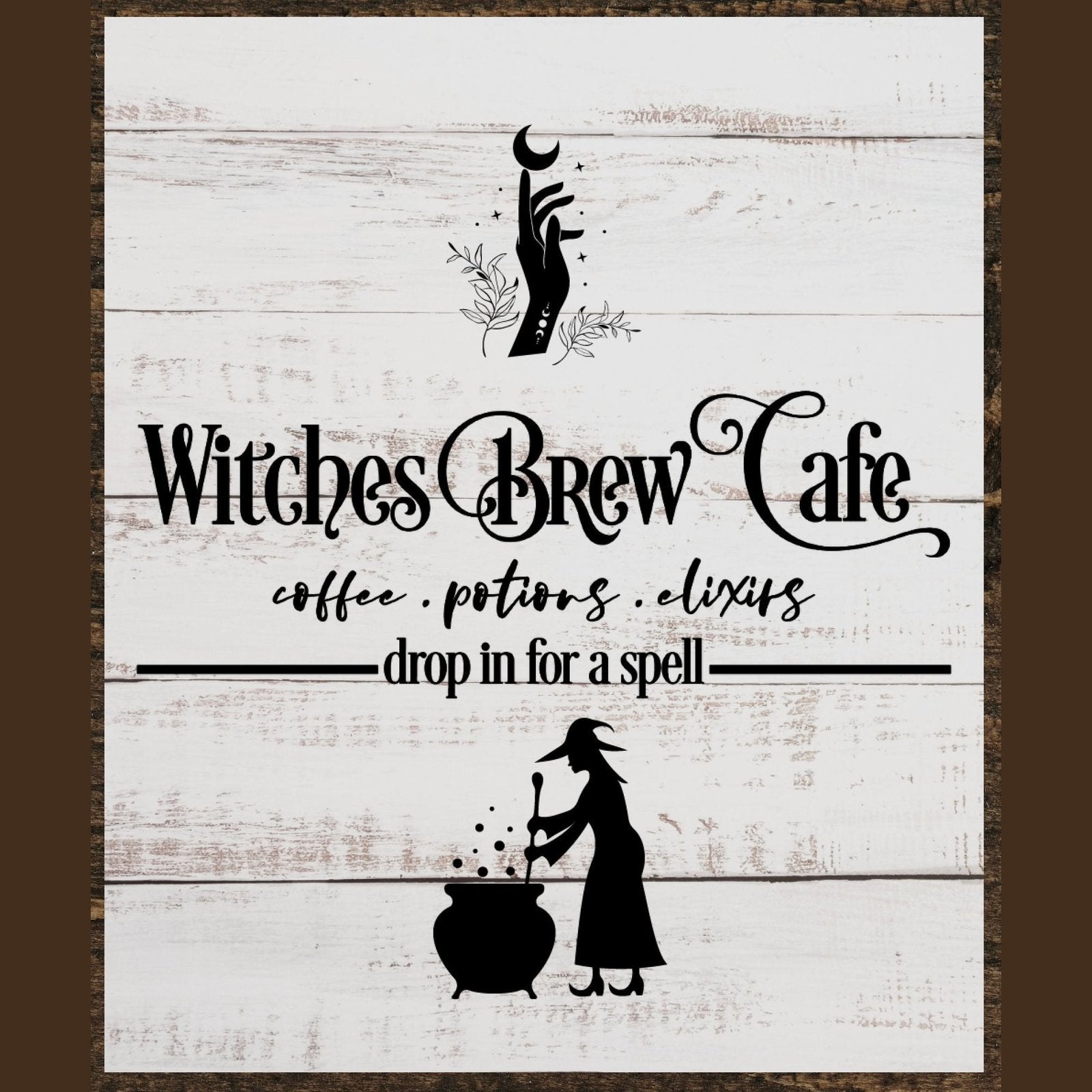 Halloween Witches Brew Cafe Wood Sign